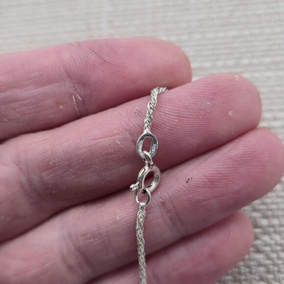 16 Inches Sterling Silver 7mm Halo Cubic Zirconia Pendant Necklace A4220 - Picture 6 of 8